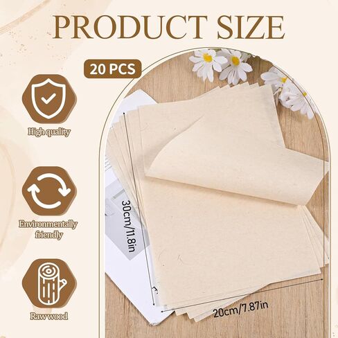 20 Sheets Rice Paper for Crafts, A4 Mulberry Paper Sheets for Decoupage Nature Color RicePaper for Crafts Writing Drawing and Scrapbooking in Kuwait