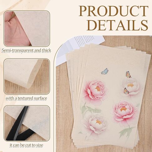 20 Sheets Rice Paper for Crafts, A4 Mulberry Paper Sheets for Decoupage Nature Color RicePaper for Crafts Writing Drawing and Scrapbooking in Kuwait