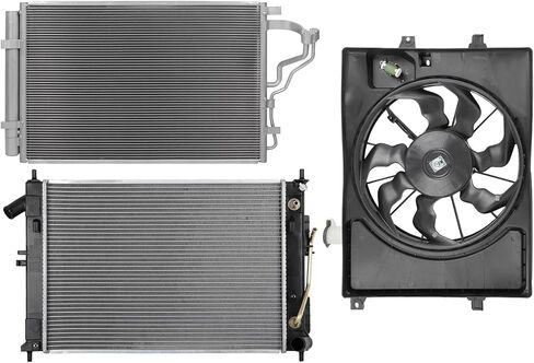 Cooling Fan Assembly Compatible with 2015-2018 for Kia for Forte5 2.0L 2014-2016 for Hyundai for Elantra 2.0L,Replacement for Engine Cooling Fan & Radiator & A/C Condenser in Kuwait
