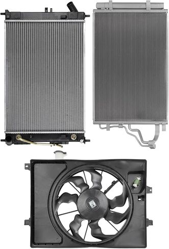 Cooling Fan Assembly Compatible with 2015-2018 for Kia for Forte5 2.0L 2014-2016 for Hyundai for Elantra 2.0L,Replacement for Engine Cooling Fan & Radiator & A/C Condenser in Kuwait