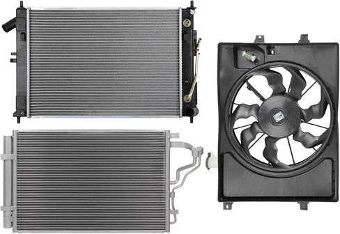 Cooling Fan Assembly Compatible with 2015-2018 for Kia for Forte5 2.0L 2014-2016 for Hyundai for Elantra 2.0L,Replacement for Engine Cooling Fan & Radiator & A/C Condenser in Kuwait