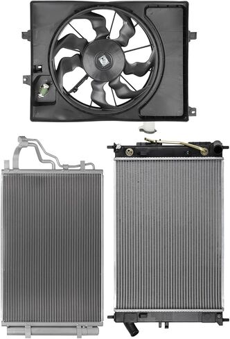 Cooling Fan Assembly Compatible with 2015-2018 for Kia for Forte5 2.0L 2014-2016 for Hyundai for Elantra 2.0L,Replacement for Engine Cooling Fan & Radiator & A/C Condenser in Kuwait
