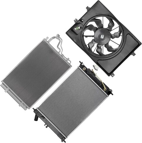 Cooling Fan Assembly Compatible with 2015-2018 for Kia for Forte5 2.0L 2014-2016 for Hyundai for Elantra 2.0L,Replacement for Engine Cooling Fan & Radiator & A/C Condenser in Kuwait