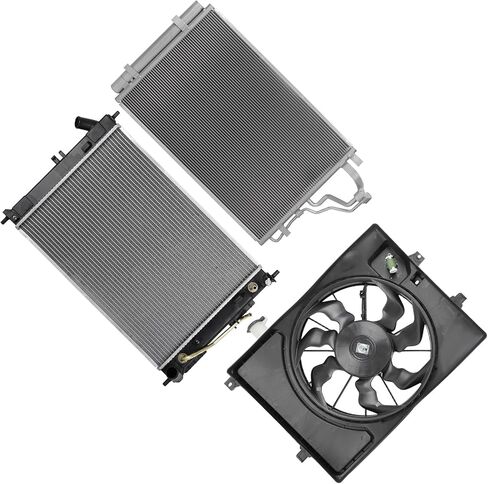 Cooling Fan Assembly Compatible with 2015-2018 for Kia for Forte5 2.0L 2014-2016 for Hyundai for Elantra 2.0L,Replacement for Engine Cooling Fan & Radiator & A/C Condenser in Kuwait