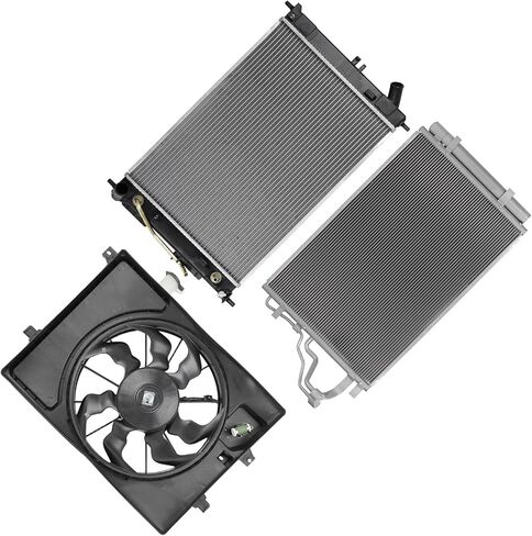 Cooling Fan Assembly Compatible with 2015-2018 for Kia for Forte5 2.0L 2014-2016 for Hyundai for Elantra 2.0L,Replacement for Engine Cooling Fan & Radiator & A/C Condenser in Kuwait