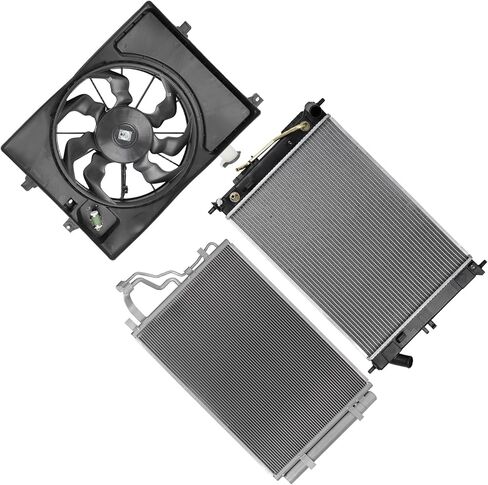 Cooling Fan Assembly Compatible with 2015-2018 for Kia for Forte5 2.0L 2014-2016 for Hyundai for Elantra 2.0L,Replacement for Engine Cooling Fan & Radiator & A/C Condenser in Kuwait