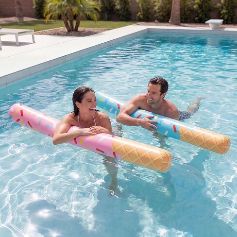 Seenelling 4 Pack Ice Cream Inflatable Pool Noodle Floats 4 Pack 48" Large Swimming Floats with 2 Portable Storage Bag for Summer Ice Cream Swimming Pool Party Supplies in Kuwait