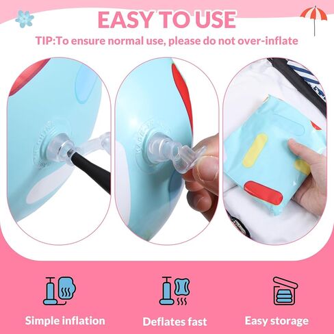 Seenelling 4 Pack Ice Cream Inflatable Pool Noodle Floats 4 Pack 48" Large Swimming Floats with 2 Portable Storage Bag for Summer Ice Cream Swimming Pool Party Supplies in Kuwait