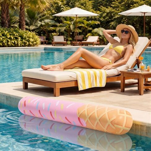Seenelling 4 Pack Ice Cream Inflatable Pool Noodle Floats 4 Pack 48" Large Swimming Floats with 2 Portable Storage Bag for Summer Ice Cream Swimming Pool Party Supplies in Kuwait