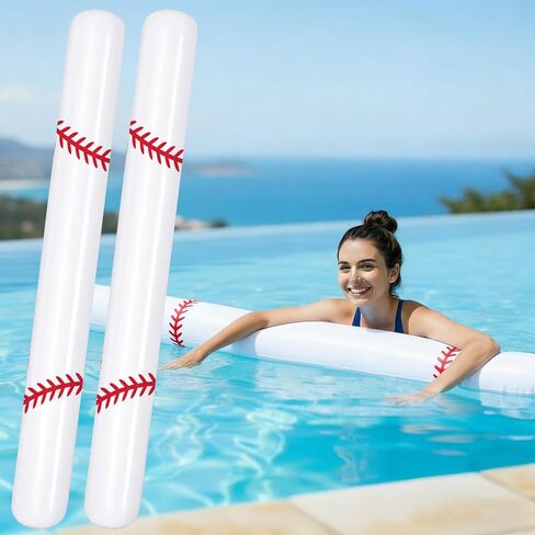 Thenshop 2 Pcs Baseball Inflatable Swimming Pool Noodle 56 Inch Giant Blow up Pool Noodles Inflatable Water Floats for Adult Summer Outdoor Beach Swim Water Lake Vacation Party in Kuwait