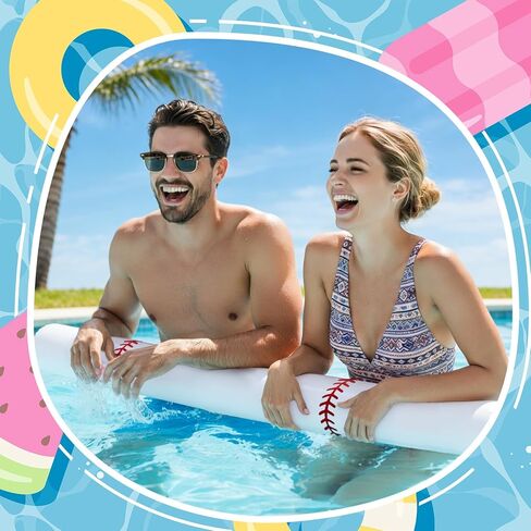 Thenshop 2 Pcs Baseball Inflatable Swimming Pool Noodle 56 Inch Giant Blow up Pool Noodles Inflatable Water Floats for Adult Summer Outdoor Beach Swim Water Lake Vacation Party in Kuwait