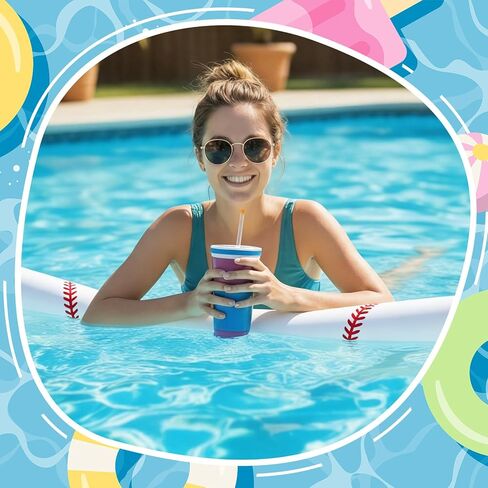 Thenshop 2 Pcs Baseball Inflatable Swimming Pool Noodle 56 Inch Giant Blow up Pool Noodles Inflatable Water Floats for Adult Summer Outdoor Beach Swim Water Lake Vacation Party in Kuwait