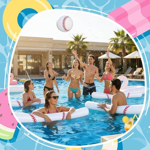 Thenshop 2 Pcs Baseball Inflatable Swimming Pool Noodle 56 Inch Giant Blow up Pool Noodles Inflatable Water Floats for Adult Summer Outdoor Beach Swim Water Lake Vacation Party in Kuwait