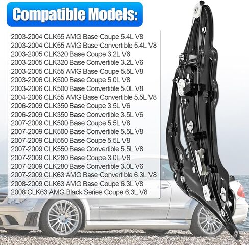 Rear Left Driver Side Window Regulator Fits for Mercedes CLK W209 CLK320 CLK500 CLK350 CLK55 CLK63 AMG 2003-2009 A2096700103 2096700103 in Kuwait