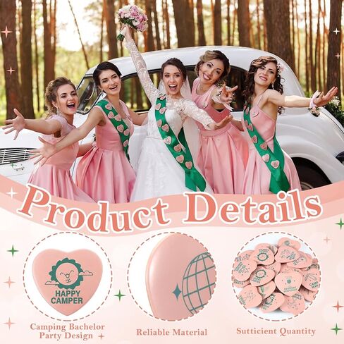 Tondiamo 36 Pcs Camp Bachelorette Party Badges with 12 Pcs Sashes Camping Bachelorette Decorations Buttons Pins for Bridal Showers Accessories Wedding Bachelor Party Favors DIY Costume Backpack Gifts in Kuwait