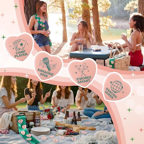 Tondiamo 36 Pcs Camp Bachelorette Party Badges with 12 Pcs Sashes Camping Bachelorette Decorations Buttons Pins for Bridal Showers Accessories Wedding Bachelor Party Favors DIY Costume Backpack Gifts in Kuwait