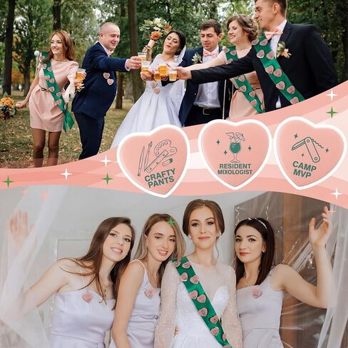 Tondiamo 36 Pcs Camp Bachelorette Party Badges with 12 Pcs Sashes Camping Bachelorette Decorations Buttons Pins for Bridal Showers Accessories Wedding Bachelor Party Favors DIY Costume Backpack Gifts in Kuwait