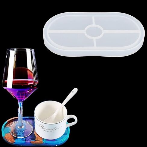 Oval Silicone Coaster Mold | DIY Jewelry Making Kit for Resin, Clay, Wax & Baking, Durable Translucent Craft Mold for Gifts & Decorations in Kuwait