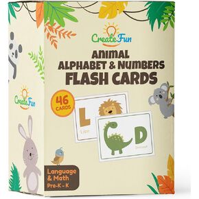 Animal 123 and ABC Flash Cards for Babies, Toddlers, Pre-K and Kindergarten Children | Complete Alphabet in Uppercase and Lowercase With Numbers For Toddler Learning | 46 Extra Thick Flashcards in Saudi Arabia