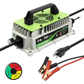 24V Lithium Battery Charger 30A LiFePO4 Charger 24 Volt Battery Charger for Forklift RV Boat Trolling Motor Solar System 1000W IP65 Waterproof with Cooling Fan Alligator Clips in Saudi Arabia