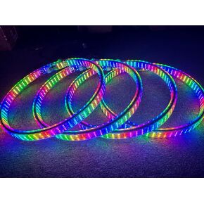 8 لفات - 17.5 بوصة صف رباعي + جانب مزدوج RGB Dream Color Chase مليون لون أضواء حافة متغيرة LED ضوء حلقة العجلة مع إشارات الانعطاف، ضوء إطار الفرامل بلوتوث/جهاز التحكم عن بعد لشاحنة السيارة (17.5 بوصة) in Kuwait