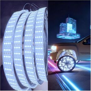 أضواء العجلات فائقة السطوع 4 صف 6000K أبيض ستروب LED حافة ضوء 17.5 بوصة أغطية العجلات مجموعة من 4 لأضواء الشاحنات in Kuwait