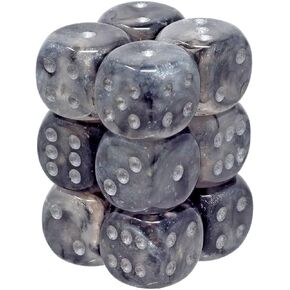 Chessex Borealis 16mm d6 Light Smoke/Silver Luminary Dice Block (12 نرد) (27778)، رمادي in Saudi Arabia