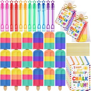 Kathfly 24 Set End of the Year Student Gifts Preschool Kindergarten Graduation Gifts Multicolor Ice Cream Sidewalk Chalk Mini Bubble Wands Full of Fun Blessing Card Bags Graduation Party Favors in Kuwait
