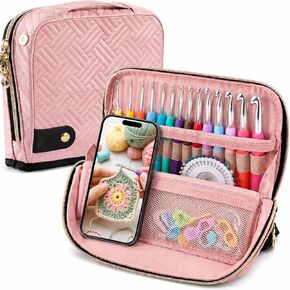 Empty Crochet Hook Case, Ergonomic Crochet Hooks with Crochet Case Stand Up - Crochet Hook Organize with 30 Slots for Hooks & Needles, Accessories, Crochet Lovers, Crochet Kit for Beginners in Kuwait