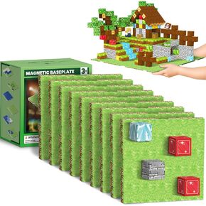 9 Pack Magnetic Blocks Baseplate, Magnetic Cubes Plate for Minecraft Magnetic Building Blocks-Baseplate 4" x 4", STEM Magnet Toys for Kids Boys Girls Age 3+ Years Old Christmas Birthday Gifts in Kuwait