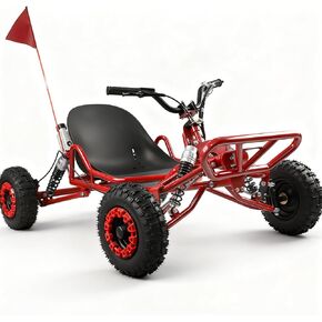 Gas Power Go Kart, 2000W Motor Go Kart for Adults & Kids with Premium Steel Tubular Frame, 3 Speed Off-Road Kart with 8'' Off-Road Tires, Hydraulic/Rear Disc Brake, Up to 30MPH (Red, Gas) in Saudi Arabia