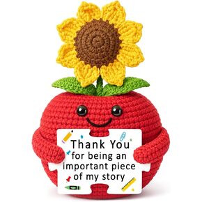Graduation Teacher Appreciation Gifts for Women, Back to School Crochet Sunflower Apple, Positive Thank You Plush Desk Decor, Appreciation Gift for Teacher Mentor Leader Mom Boss Lady in Kuwait
