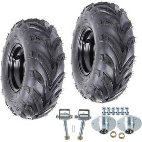 2PCS 13x5-6 Go Kart & ATV Tire and Rim Set with 3-Stud Wheel Hub and Left/Right Steering Spindle Knuckles for Quad, Trike, Golf Cart, Utility Vehicle in Kuwait