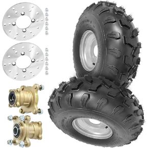 طقم عجلة أمامية وإطارات Go Kart مقاس 19x7-8 مع محور 4 مسامير ودوارات فرامل قرصية - عجلات شديدة التحمل بدون أنابيب للمركبات ATV وUTV وQuad وBuggy وعربة الجولف ودراجة الانجراف وجزازة العشب in Kuwait