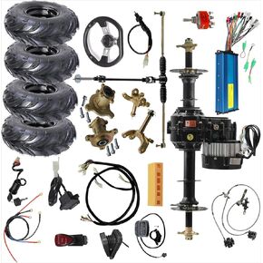 عجلات Go Kart 145/70-6 مع محور تفاضلي خلفي 30 بوصة، محرك بدون فرش 48 فولت 1000 وات، مجموعة قضيب ربط ترس لعجلة القيادة، وحدة تحكم لمركبة ATV UTV Drift Trike Quad Buggy 4 Wheeler in Kuwait