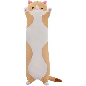 Cute Cat Plush Long Body Pillow – Soft Cartoon Stuffed Animal Doll, Kawaii Cat Plushie Cuddle Toy Gift for Kids, Girls & Girlfriend (Pink, 19.7 Inch) in Kuwait