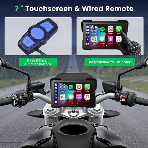 نظام ملاحة GPS Carplay للدراجات النارية مقاس 7 بوصات مقاوم للماء للدراجات النارية مع CarPlay اللاسلكي وشاشة Android التلقائية مع تسجيل متكرر / BSD / بلوتوث 4.0 / GPS / التحكم عن بعد / TMPS / قوس in Kuwait