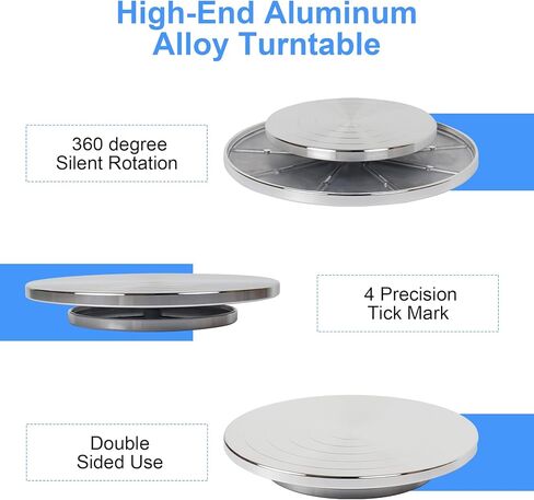 Pottery Wheel 12 Inch, Heavy Duty Aluminium Alloy Banding Wheel Turnable Double-Sided Sculpting Wheel with Ball Bearings for Ceramics Clay Model Making Cake Decor Paint Spraying Display in Saudi Arabia