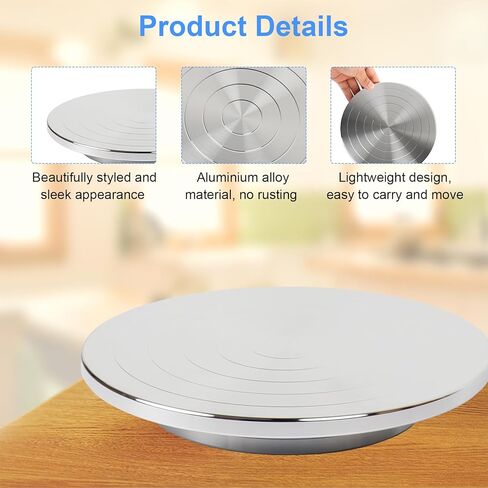 Pottery Wheel 12 Inch, Heavy Duty Aluminium Alloy Banding Wheel Turnable Double-Sided Sculpting Wheel with Ball Bearings for Ceramics Clay Model Making Cake Decor Paint Spraying Display in Saudi Arabia