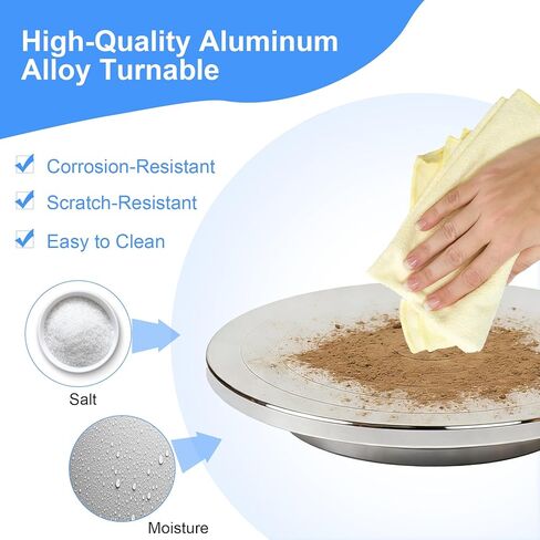 Pottery Wheel 12 Inch, Heavy Duty Aluminium Alloy Banding Wheel Turnable Double-Sided Sculpting Wheel with Ball Bearings for Ceramics Clay Model Making Cake Decor Paint Spraying Display in Saudi Arabia