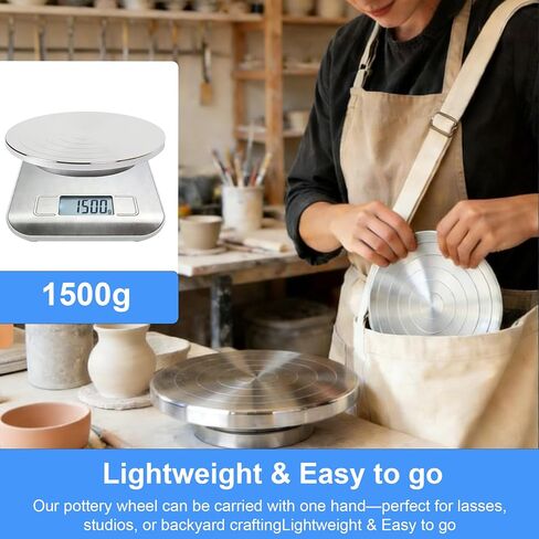 Pottery Wheel 12 Inch, Heavy Duty Aluminium Alloy Banding Wheel Turnable Double-Sided Sculpting Wheel with Ball Bearings for Ceramics Clay Model Making Cake Decor Paint Spraying Display in Saudi Arabia