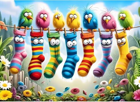 Birds Family Puzzles for Adults 1000 Pieces,Colorful Cartoon Socks 1000 Piece Puzzle for Adults,Hard Difficult and Challenging Jigsaw Puzzles Toy Games,Home Wall Decor 27.5 X 19.7inch in Saudi Arabia