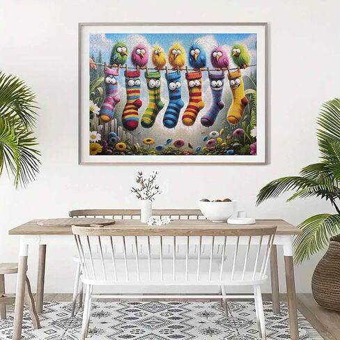 Birds Family Puzzles for Adults 1000 Pieces,Colorful Cartoon Socks 1000 Piece Puzzle for Adults,Hard Difficult and Challenging Jigsaw Puzzles Toy Games,Home Wall Decor 27.5 X 19.7inch in Saudi Arabia