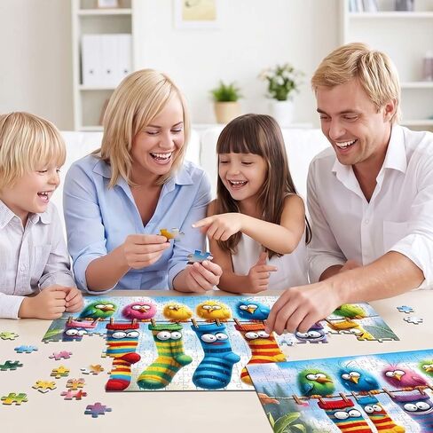 Birds Family Puzzles for Adults 1000 Pieces,Colorful Cartoon Socks 1000 Piece Puzzle for Adults,Hard Difficult and Challenging Jigsaw Puzzles Toy Games,Home Wall Decor 27.5 X 19.7inch in Saudi Arabia
