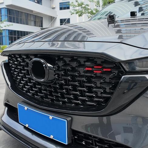 متوافق مع Mazda CX-5 2022 2023 2024 2025، رقعة زخرفية لشبكة النقطة الحمراء المركزية وإدراج شبكي أمامي متخصص، زخرفة شبكية أمامية in Kuwait