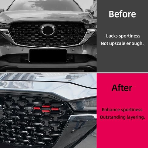 متوافق مع Mazda CX-5 2022 2023 2024 2025، رقعة زخرفية لشبكة النقطة الحمراء المركزية وإدراج شبكي أمامي متخصص، زخرفة شبكية أمامية in Kuwait