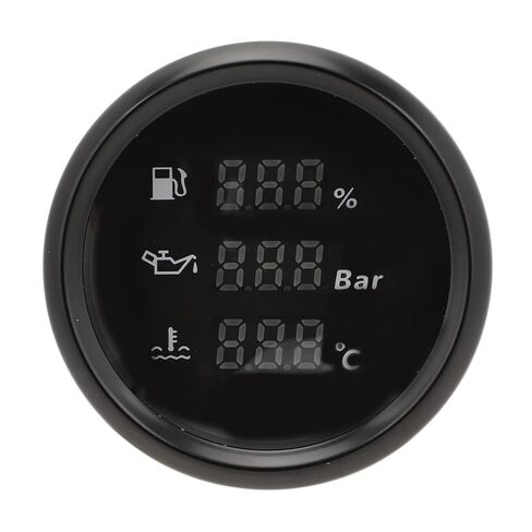 Asixxsix Marine Digital Gauge, 52mm IP67 3 in 1 Boat Gauge, Oil Pressure with Red Backlight 9-32V DC for Boats Yachts RVs Trucks Motorcycles (Black Dial Silver Cover) in Kuwait