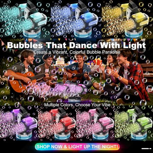 Rechargeable Bubble Machine for Kids Party: RGB Lights & Remote Control in Saudi Arabia
