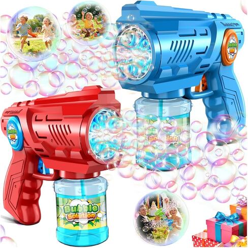 Bubble Gun Machine for Kid & Toddler: 2PCS Bubble Blaster Guns with Bubble Solution Refill & LED Light - Automatic Bubble Blower for Kids 4-8 - Great Party Toys for Outdoor Parties Wedding Birthday in Saudi Arabia