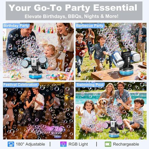 Rechargeable Bubble Machine for Kids Party: RGB Lights & Remote Control in Saudi Arabia